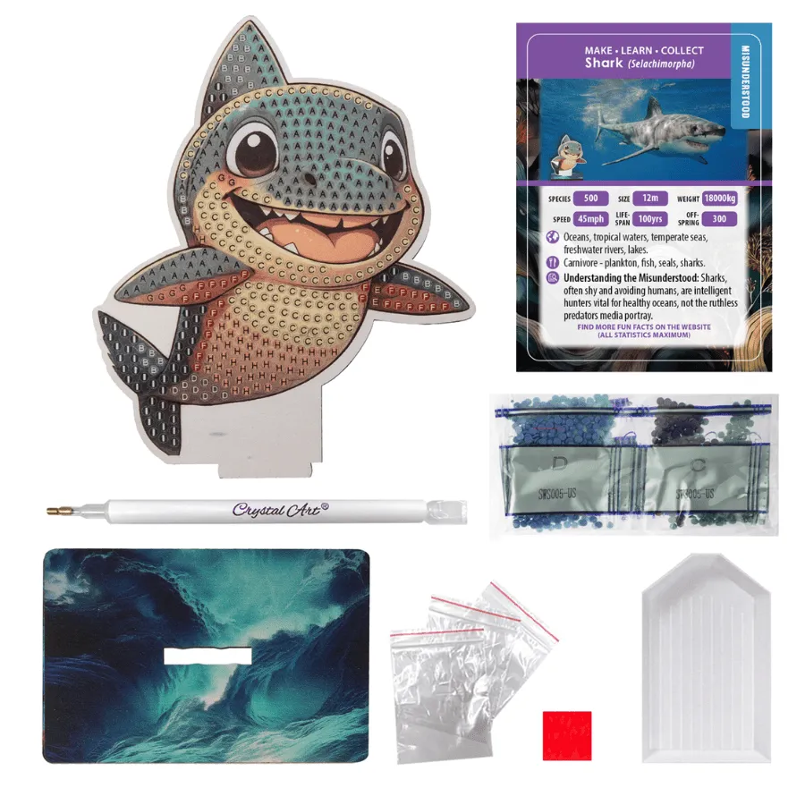 Craft Buddy Crystal Art Wildlife Buddies Shark figuur