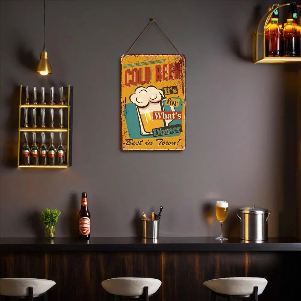 Figured'Art Koud Bier voor het Diner metalen poster 30x20cm vintage