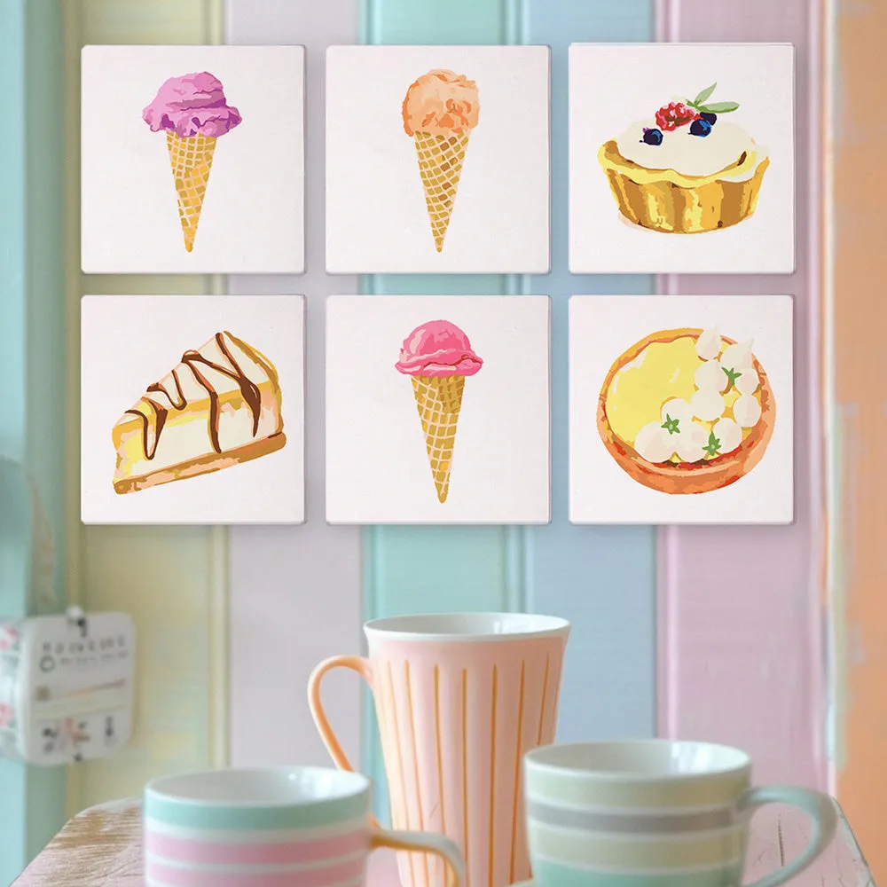 Figured'Art Zoete Desserts 3 schilderen op nummer mini 15x15cm 6 stuks