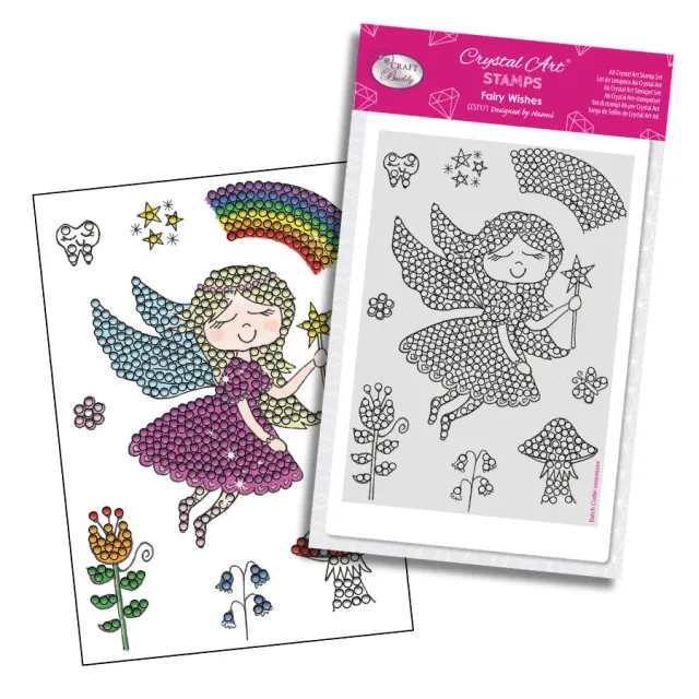 Craft Buddy Fairy Wishes Crystal Art stempelset A6 elfje 9 stuks