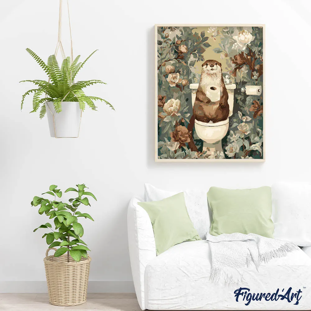 Figured'Art Schilderen op Nummer Otter op bloementroon 40x50 cm dier