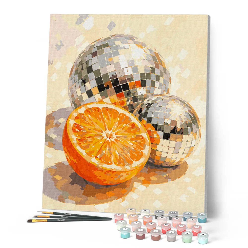 Figured'Art Disco-oranje schilderen op nummer 40x50 cm stilleven