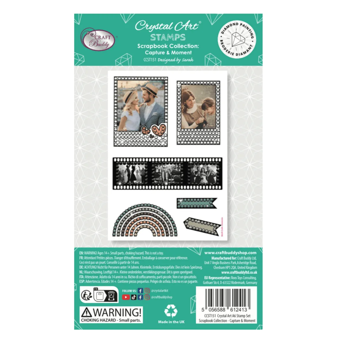 Craft Buddy Crystal Art Capture & Moment stempelset A6 scrapbook