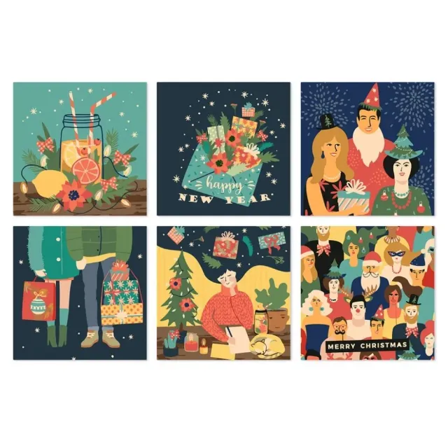 Figured'Art Betoverende kerst mini schilderen op nummer 20x20cm 6 stuks