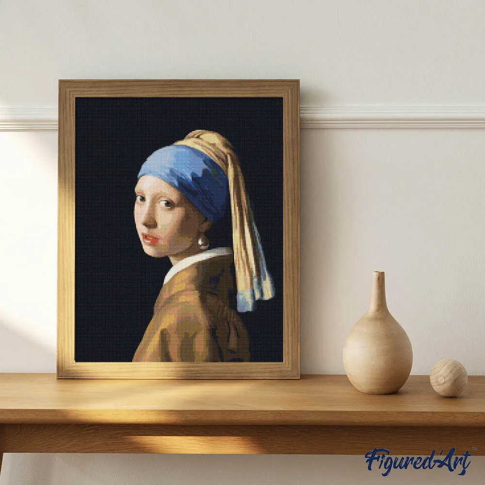 Figured'Art Meisje met de parel Vermeer diamond painting 40x50cm