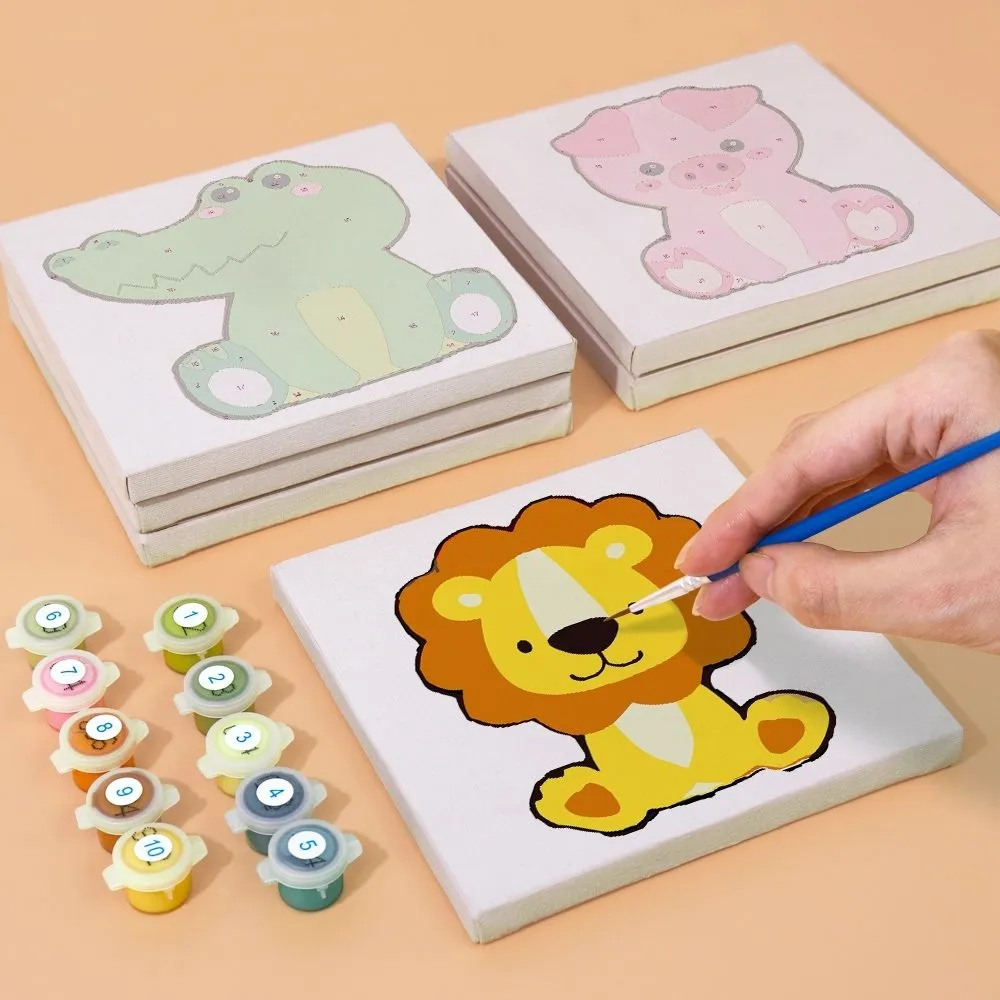 Figured'Art Schattige Dierfiguren mini schilderen op nummer 6 stuks