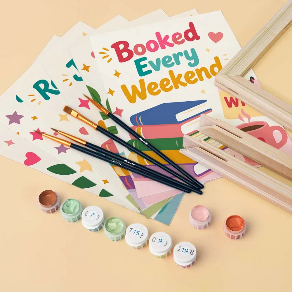 Figured'Art Stemming voor boekenliefhebbers mini schilderen op nummer 6st