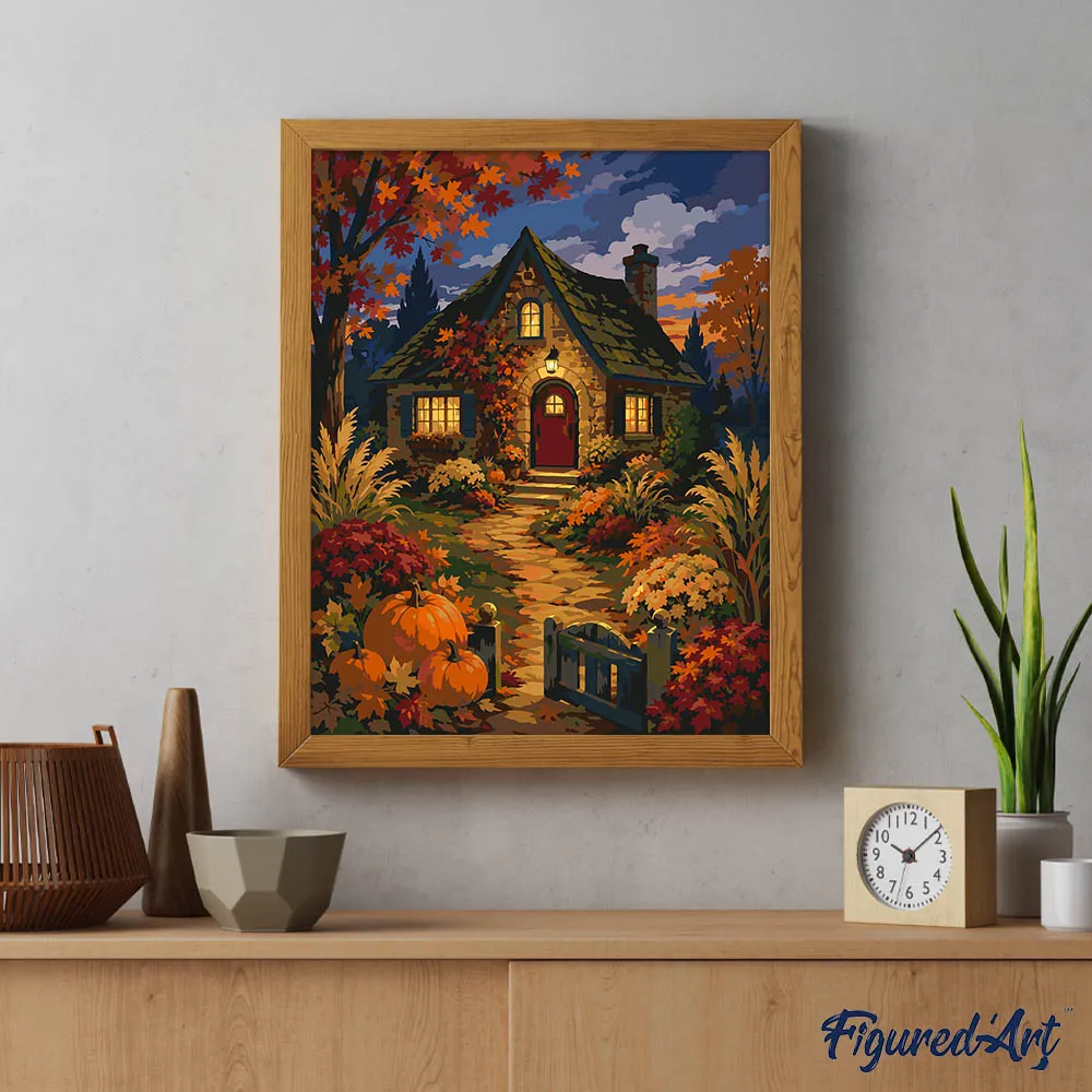 Figured'Art Pompoenhuisje in de Schemering schilderen op nummer 40x50