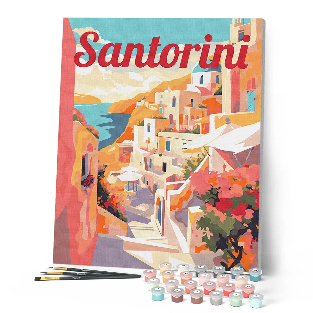 Figured'Art Santorini kliffen schilderen op nummer 40x50 cm
