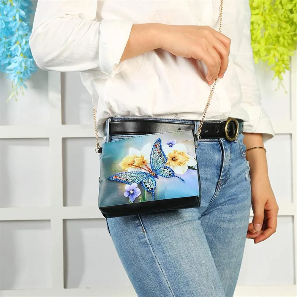 Figured'Art Vlinder tas diamond painting PU-leer 18x15