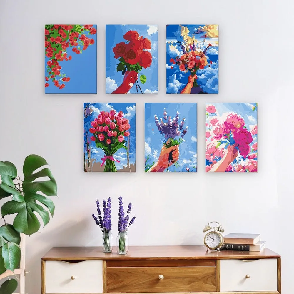 Figured'Art Mini Bloemenboeketten in de Lucht schilderen op nummer 6x 15x20cm