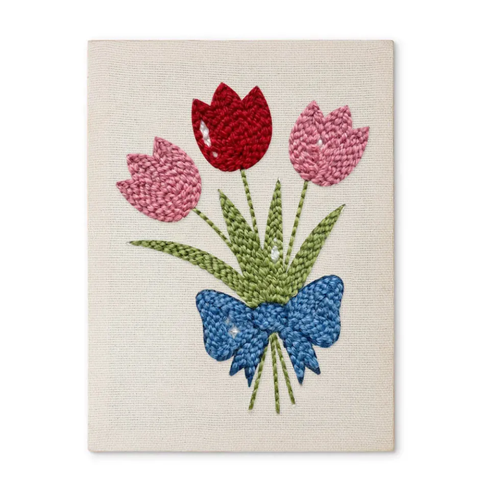 Figured'Art Tulpen Boeket punch needle pakket 20x30cm met frame zacht