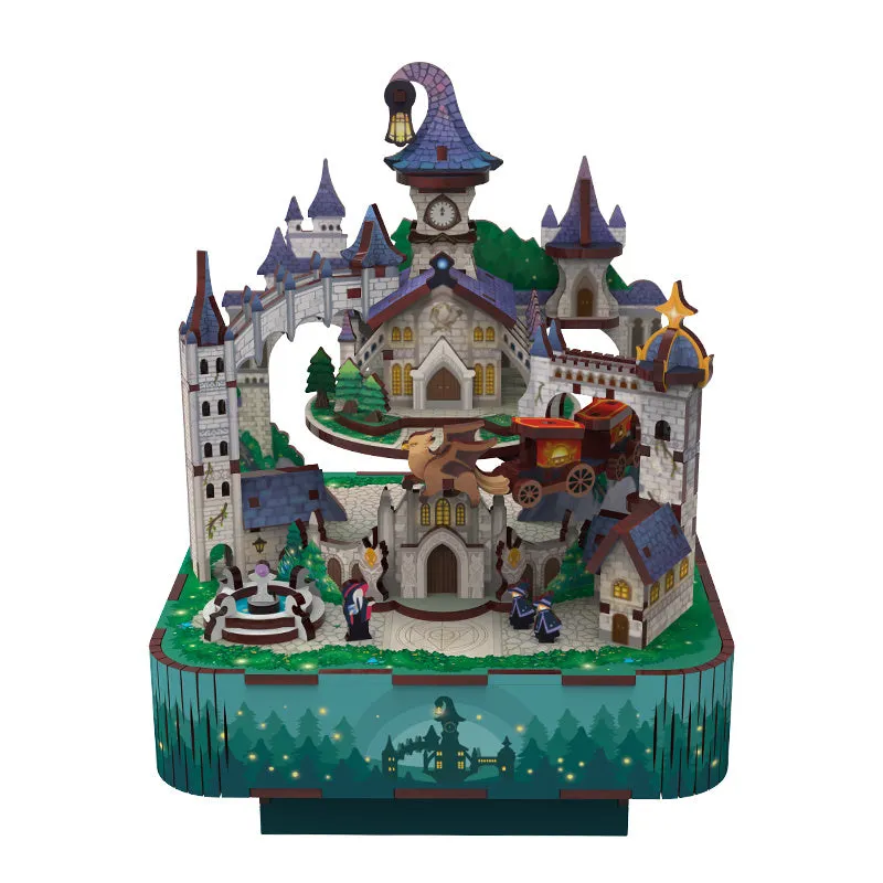 Figured'Art Magisch Kasteel 3D puzzel muziekdoos 111 stukjes roterend
