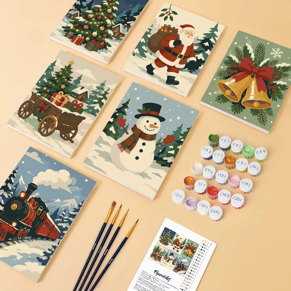 Figured'Art Kerstverhalenboek mini schilderen op nummer 6 stuks 15x20cm