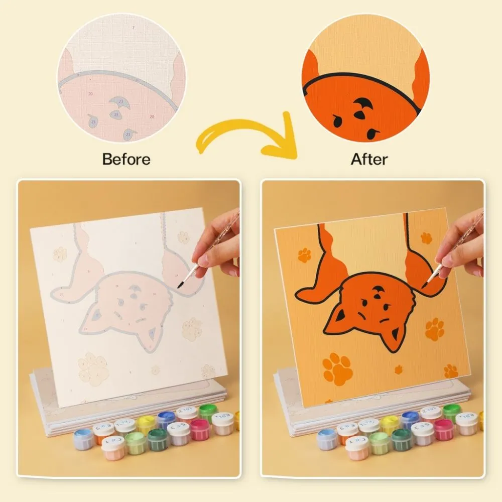 Figured'Art Mini Kattenfeestje schilderen op nummer 20x20 cm 6 stuks beginners