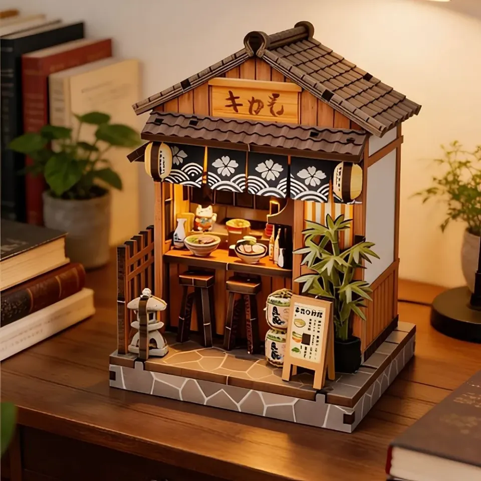 Figured'Art Miniatuurhuisjes Noren Bistro 3D puzzel met led