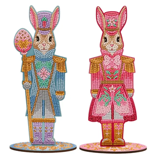 Craft Buddy Crystal Art Easter Rabbit houten figuren 2 stuks