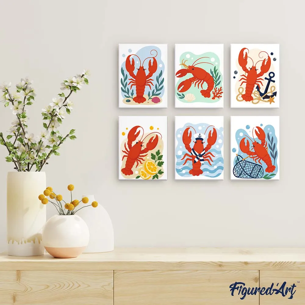 Figured'Art Mini Kustkreeft Collectie schilderen op nummer 6 stuks