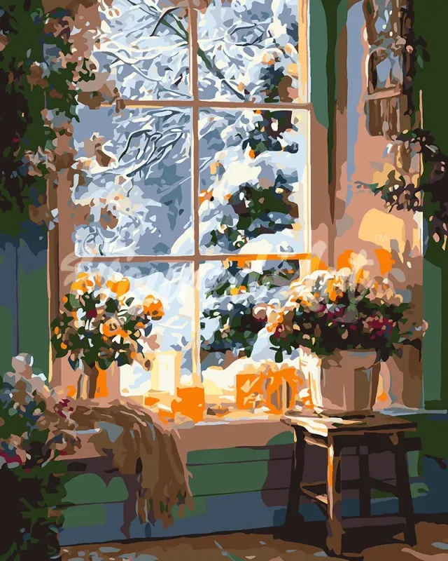 Figured'Art Romantische Winter schilderen op nummer 40x50 cm winter