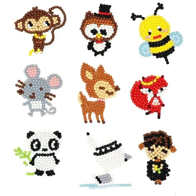 Figured'Art Dieren diamond painting stickers 9 stuks kind