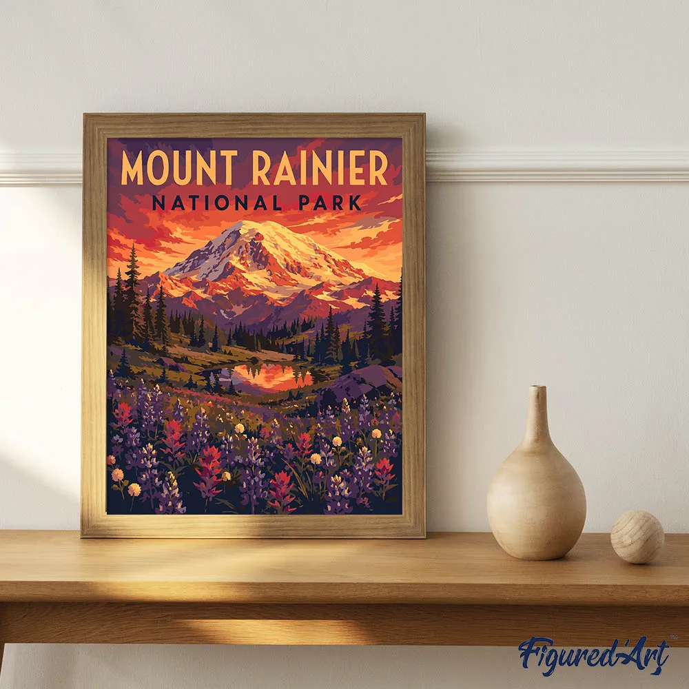 Figured'Art Mount Rainier National Park schilderen op nummer landschap