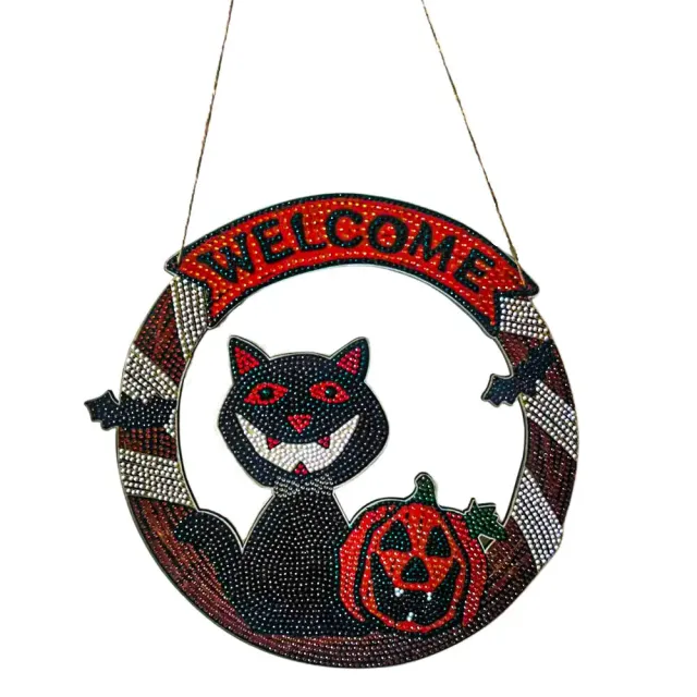 Figured'Art Halloween Kat deurhanger diamond painting 30cm