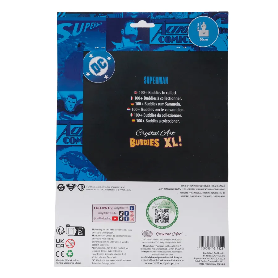 Craft Buddy Crystal Art Buddies Superman XL figuur 25cm DC