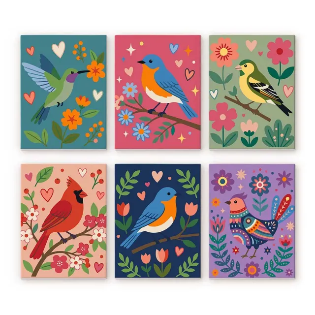 Figured'Art Mini Serie Bloesem en vogelzang schilderen op nummer 6x 15x20cm eenvoudig