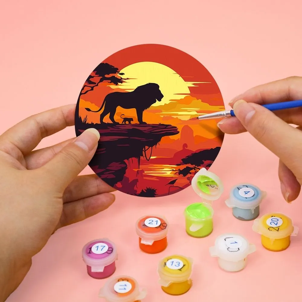 Figured'Art Zonsondergangscène onderzetters schilderen 10cm 6 stuks