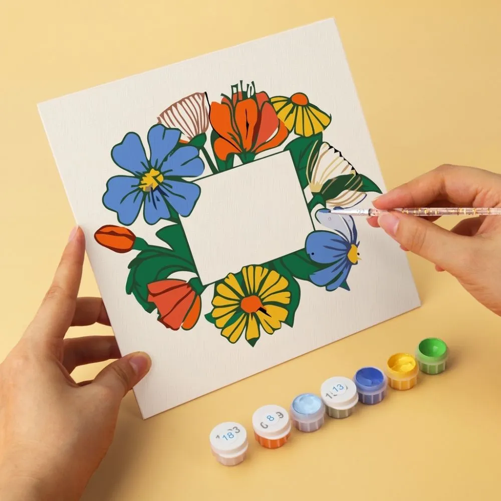 Figured'Art Handgeplukte bloemen schilderen op nummer 20x20 6 stuks