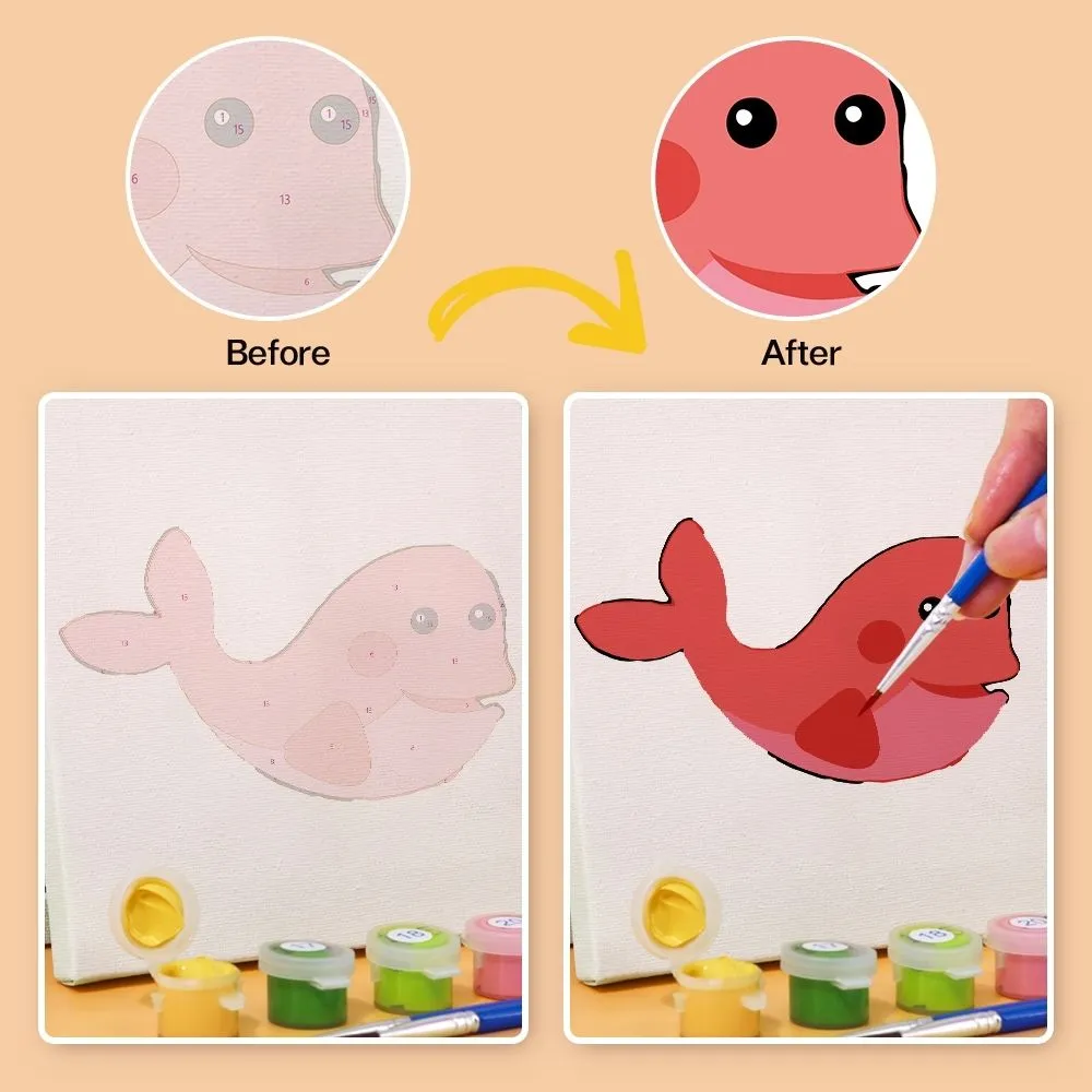 Figured'Art Mini Schattige Dierengezichten schilderen op nummer 6 stuks dieren