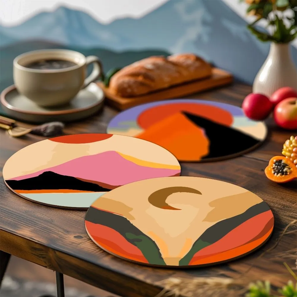 Figured'Art Moderne Abstracte Berg placemats schilderen op nummer 20 cm 6 stuks