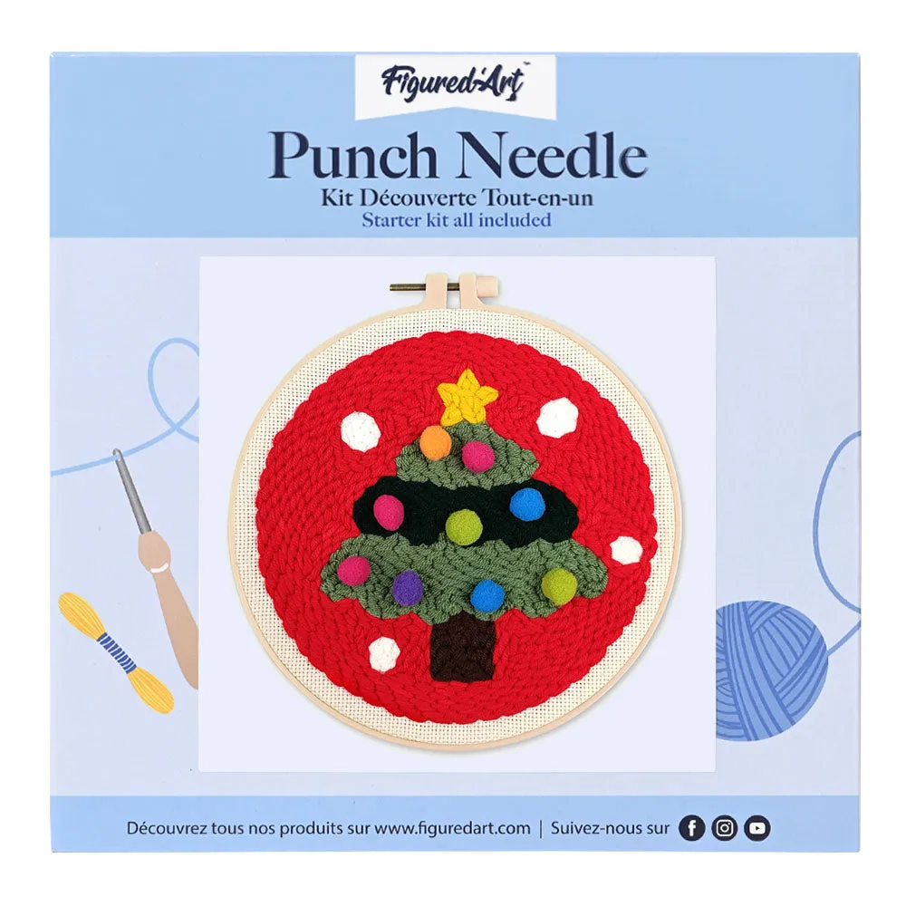 Figured'Art Punch Needle Kerstboom 2 pakket 20x20 cm wol