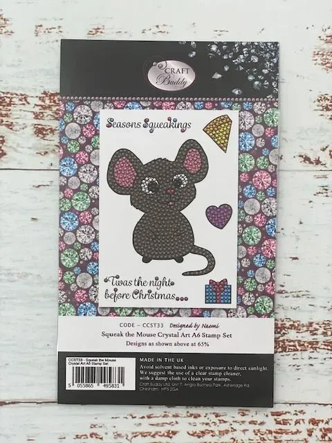 Craft Buddy Crystal Art Squeak the Mouse stempels A6 6 stuks
