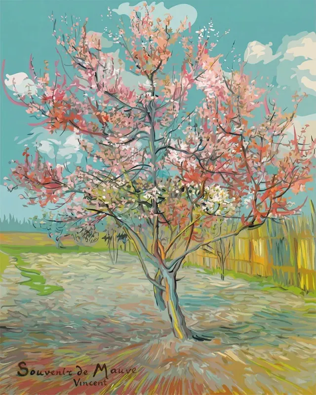 Figured'Art Bloeiende perzikboom Van Gogh diamond painting full drill