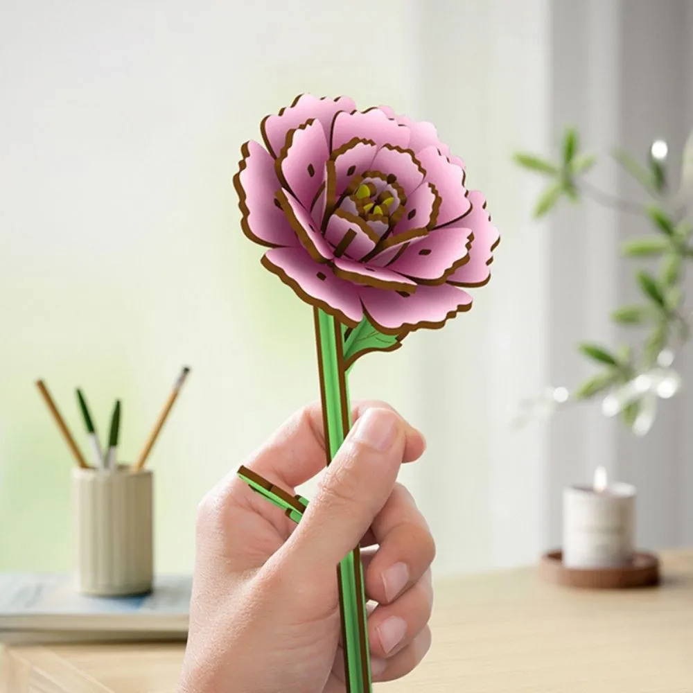 Figured'Art Pioenroos 3D puzzel hout 83 stukjes