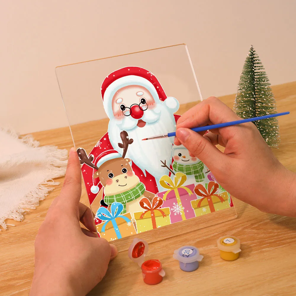 Figured'Art Kerstman 04 schilderen op nummer 15x20 cm met LED