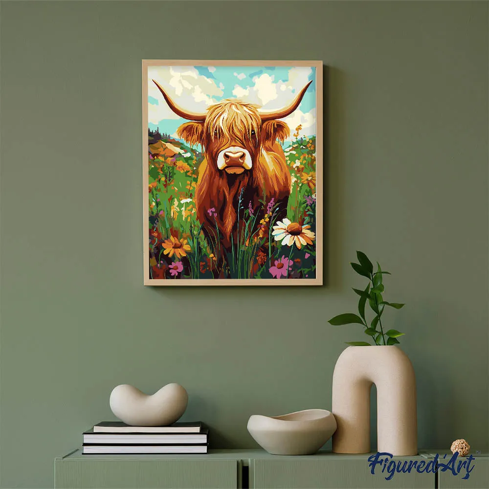 Figured'Art Schotse Hooglander Schilderen op Nummer Koe