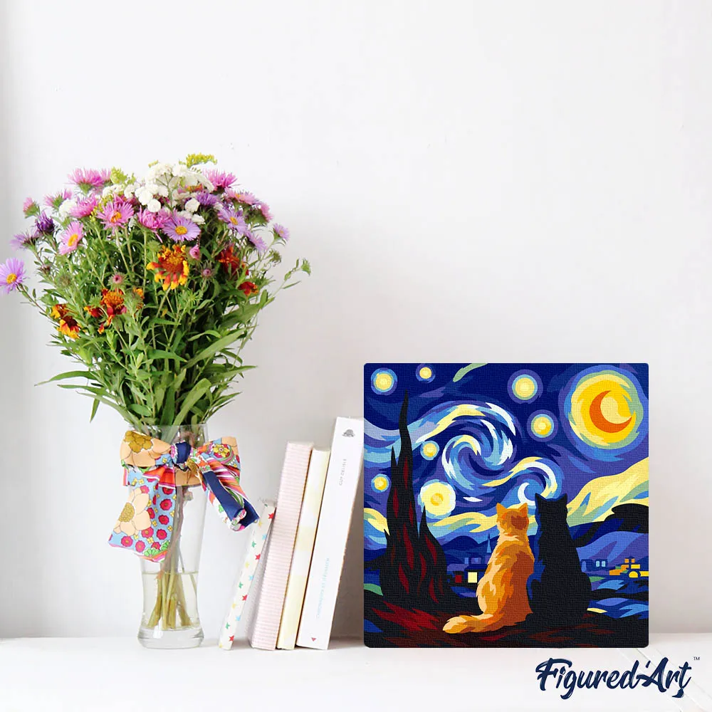 Figured'Art Sterrennacht metgezellen mini schilderen op nummer 20x20