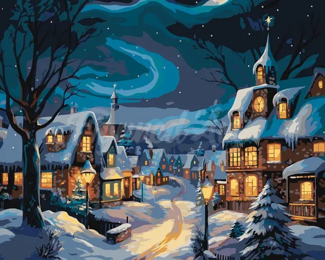 Figured'Art Sterrenkerstdorp schilderen op nummer 40x50 cm winter