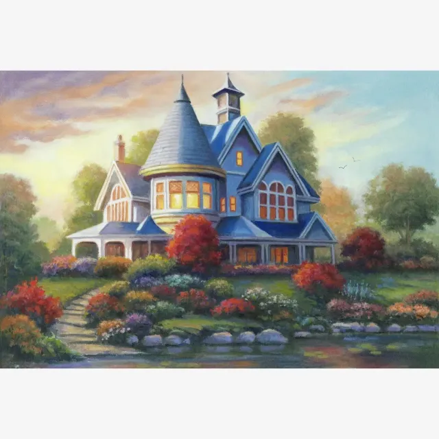 ARTDOT Evening Glow Idyllische Huizen diamond painting vierkant 67x46cm