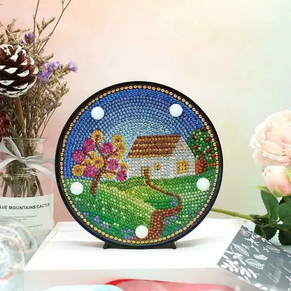 Figured'Art Huis diamond painting LED-lamp 15 cm warm licht