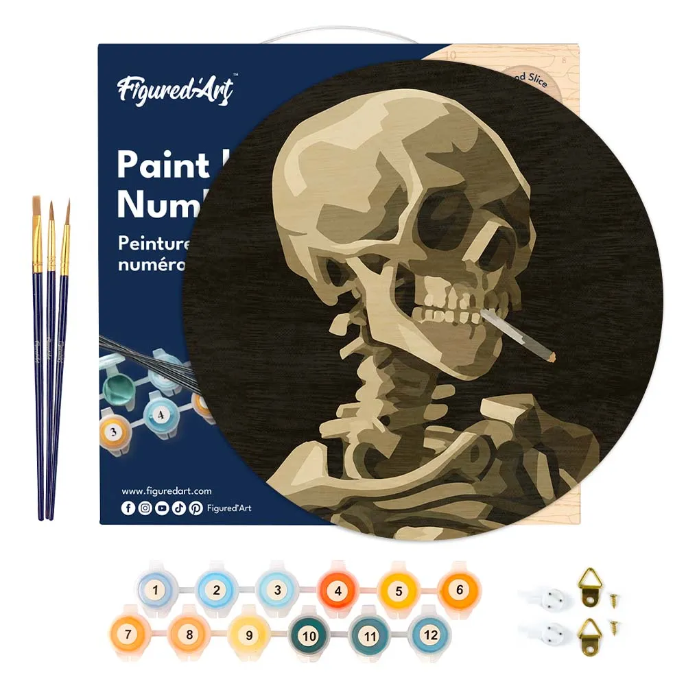 Figured'Art Van Gogh Skelet schilderen op nummer houten schijf 30cm