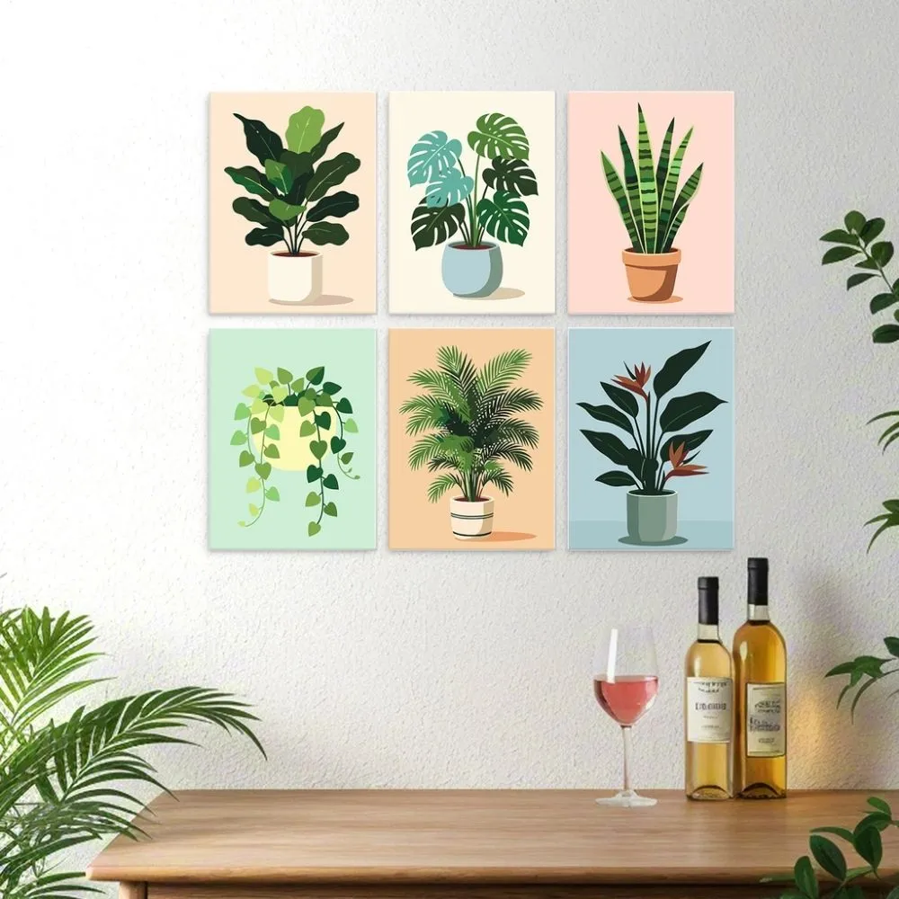 Figured'Art Mini Geworteld in groen schilderen op nummer 15x20 6st