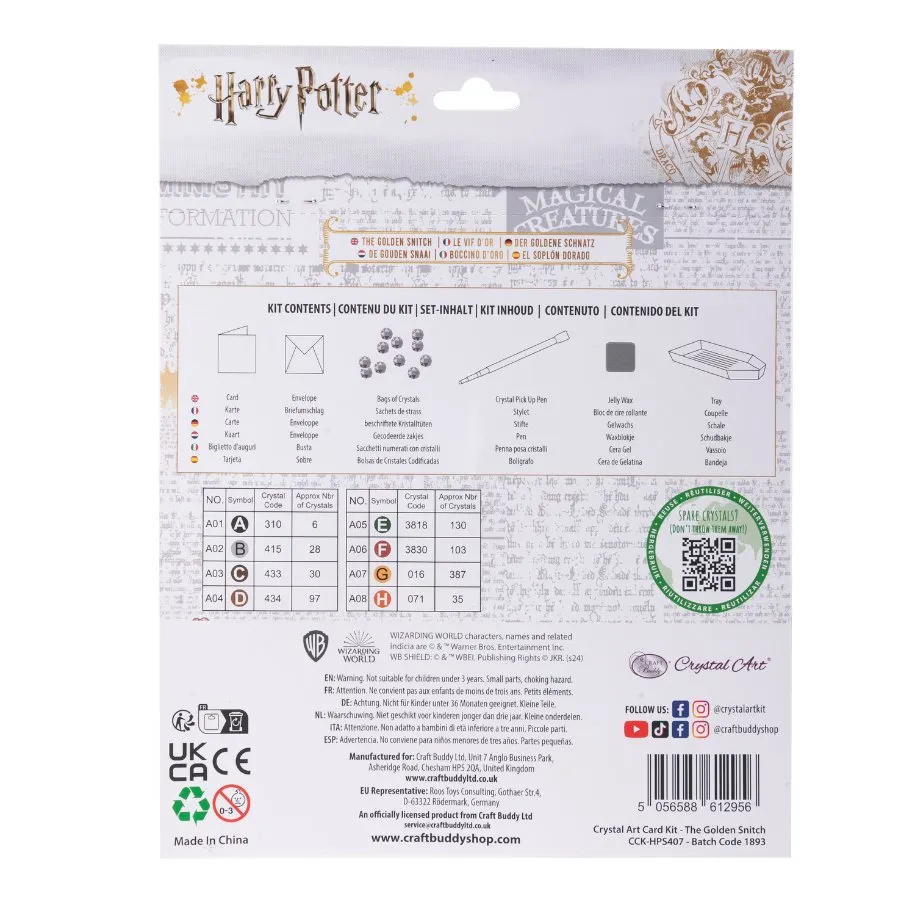 Craft Buddy Harry Potter Golden Snitch kaartenset 18x18 goud