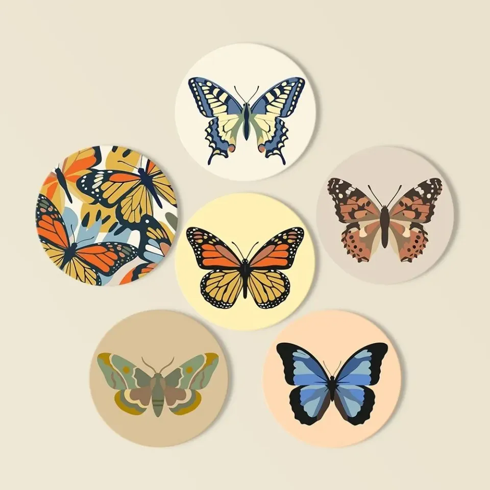 Figured'Art Vleugels van de Lente onderzetters 10 cm 6 stuks