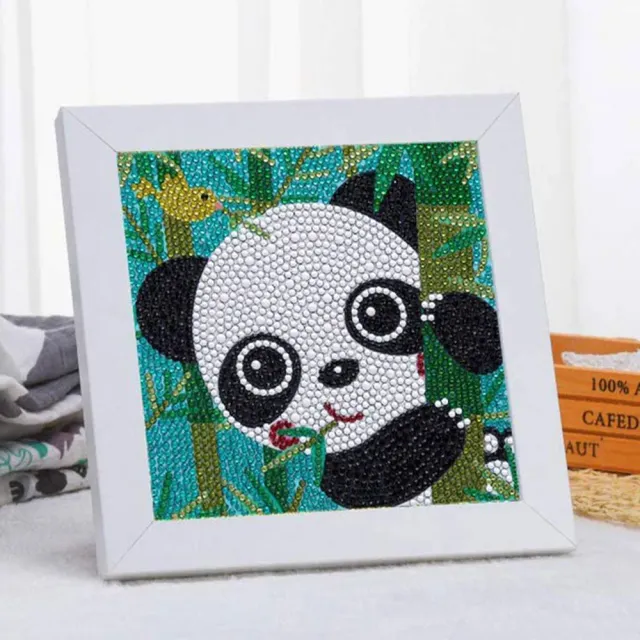 Figured'Art Panda diamond painting kinderen 15x15cm met lijst rond