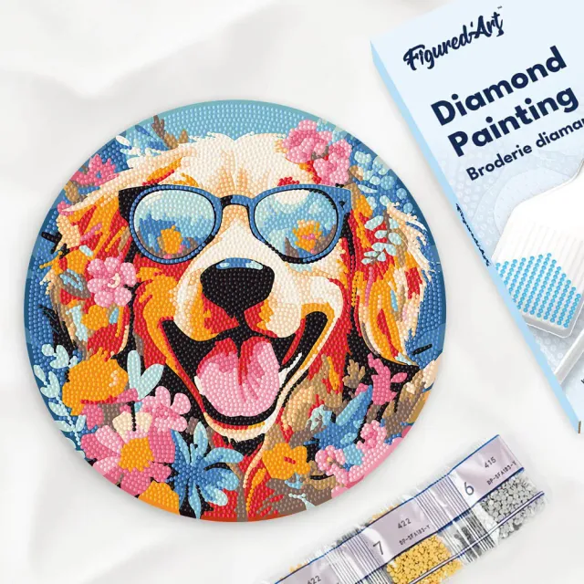 Figured'Art Fantasie hond diamond painting hout 30 cm