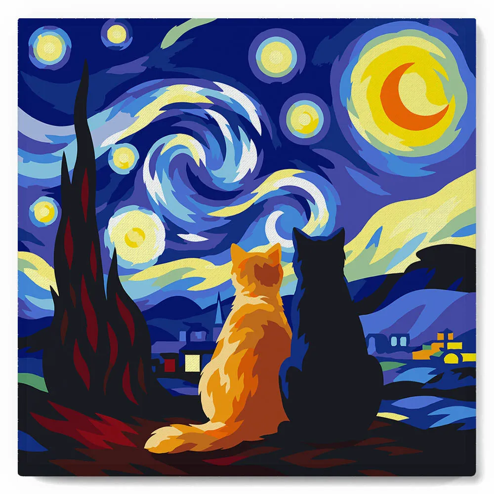 Figured'Art Sterrennacht metgezellen mini schilderen op nummer 20x20