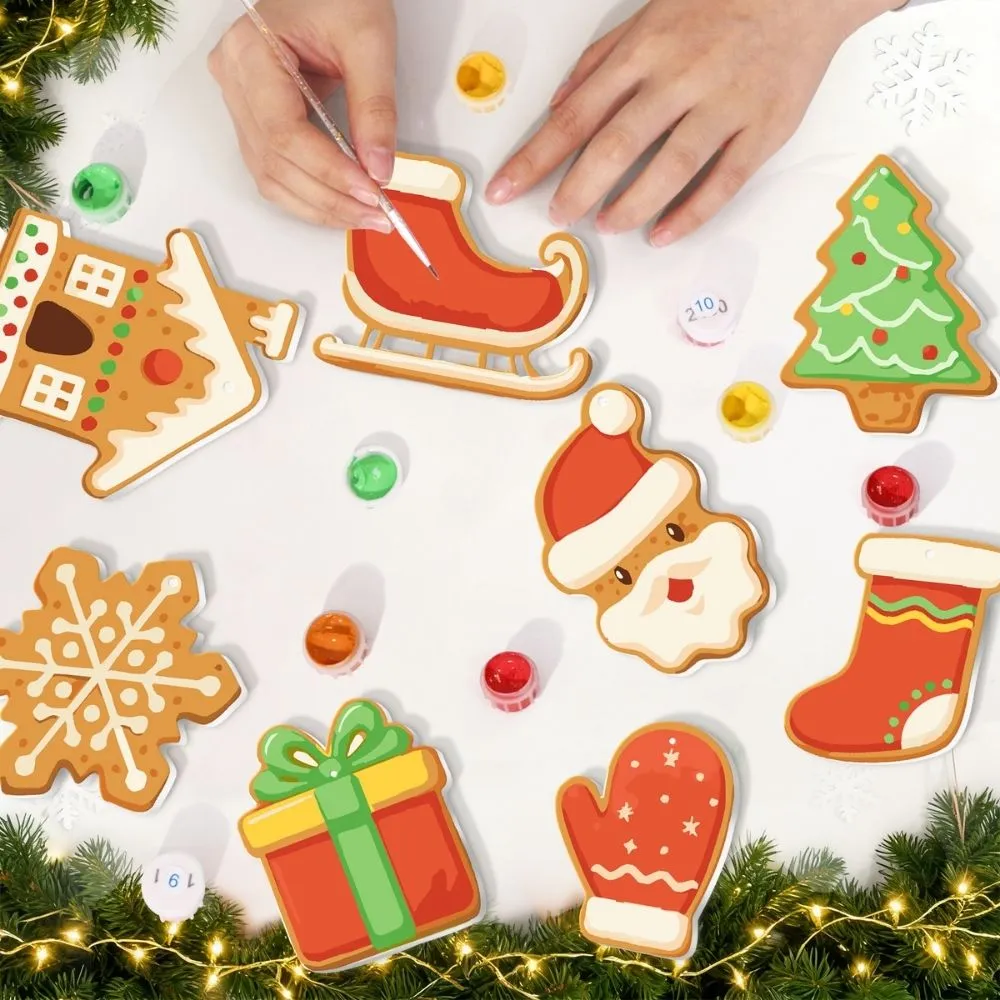 Figured'Art Vreugdevolle Iconen 1 schilderen op nummers kerst 8 stuks